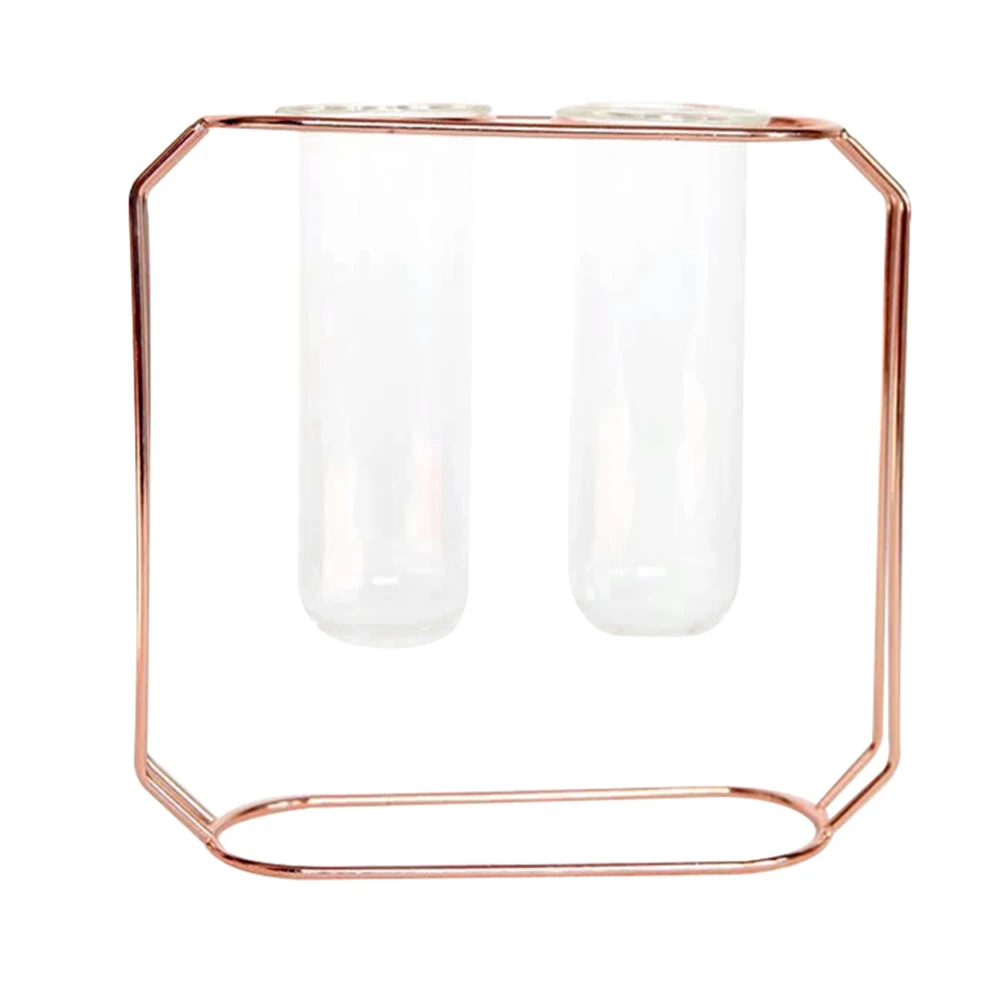Rose gold-Double tub Металлическая пробирка ваза для растений украшение для террариума для гостиной Декор MYDING - Цвет: Rose gold-Double tub