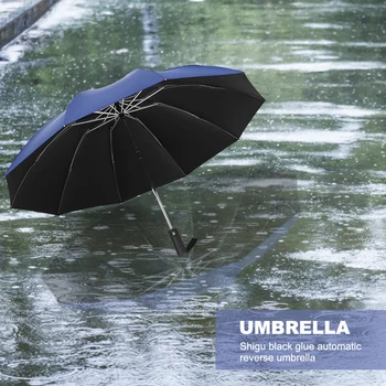 

10 Ribs Vinyl Auto Dual Use Sun Rain Umbrella Windproof Rain Gear Business Umbrellas Unisex Folding Reverse Sun Parasol Dropship