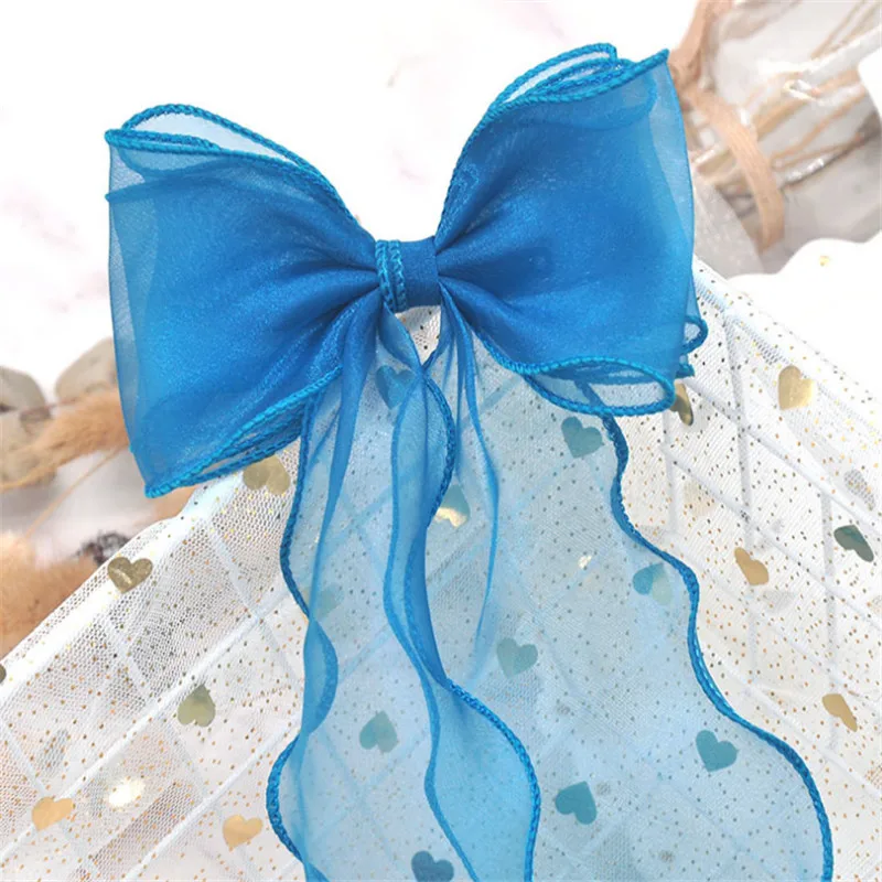 peacock blue bow 10 шт./лот; Новинка; модная пряжа для девочек; бант; Шпилька; блестящее сердце; топ; заколка; детский весенний зажим; головной убор для принцессы; аксессуары для волос - Цвет: peacock blue bow