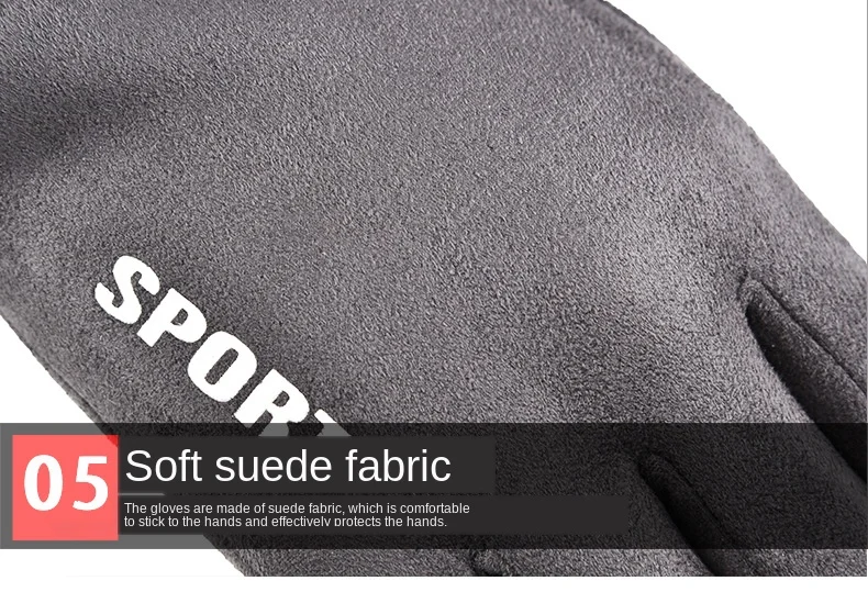 Winter Men Driving Gloves Anti Slip Windproof Thermal Warm Touchscreen Glove Breathable Winter Men's Black Suede Gloves Mittens (4)