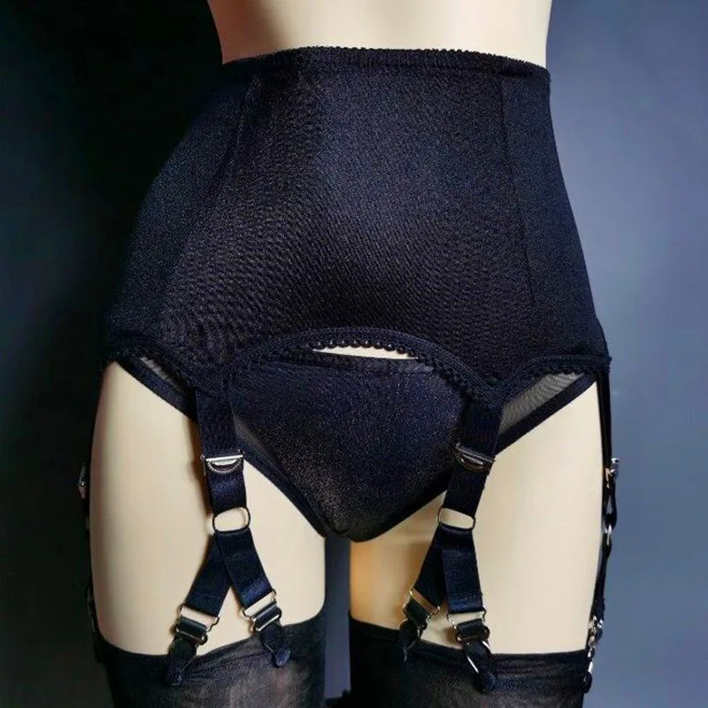 Reggicalze Donna A Vita Alta - 4 Cinghie, Reggicalze Retrò Con Fibbie In Metallo - Foto 7