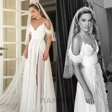 

RANMO Vestido de noiva Chiffon wedding Dress Spaghetti Straps Wedding Dresses 2021 Bridal Gown Floor Length robe de soiree