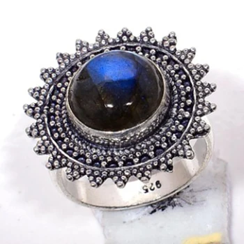 

Nature Labradorite Ring Silver Overlay over Copper ,Hand made Women gift Jewelry Size: 7