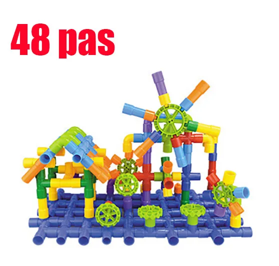 Цветные строительные блоки с водяными трубами для сборки туннель из труб, модель Монтессори, Развивающие детские игрушки, подарок - Цвет: 48 pas