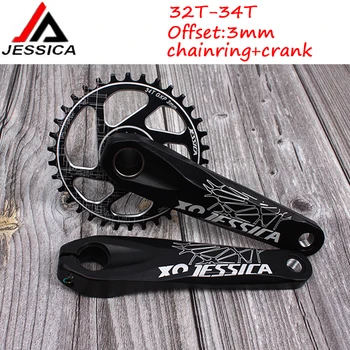 

JESSICA GXP Bicycle Crankset Narrow Wide 32/34/36/38T Chainring Aluminum 170mm MTB Bike Crank Road Bicycle 3mm Offset Chain Ring