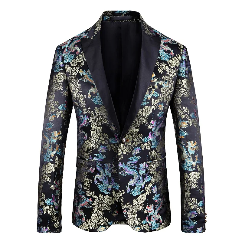 85.1       ??69.99Mens blazer Chinese style men`s printed single button blazer jacket fashion high-quality casual men`s jacket casacas para hombre