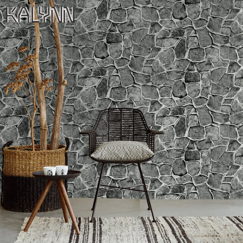 3D PVC Rock Wallpaper Living Room Bedroom Paper Brick Stone Wall Stickers Rustic Effect Self-adhesive Home Decor DIY Sticker