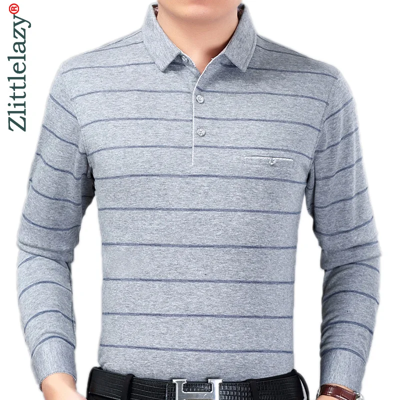 

2019 brand casual striped fitness long sleeve polo shirt men poloshirt jersey pocket mens polos tee shirts dress fashions 90307