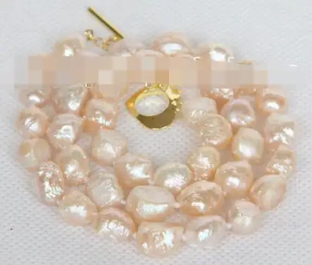 

natural bleb Baroque 17" 9-10mm pink Reborn keshi pearls necklace j10561