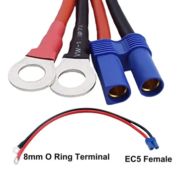 

EC5 Female to 8mm O Ring Terminal 10AWG Plug Connector Cable for Battery RC ESC Charger Side Emergency DC Power Supply Lead 40cm