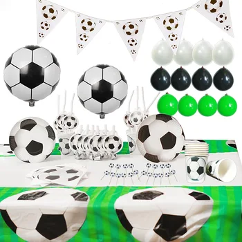 

New football theme party supplies for children birthday party party supplies of table cloth cups forks napkins