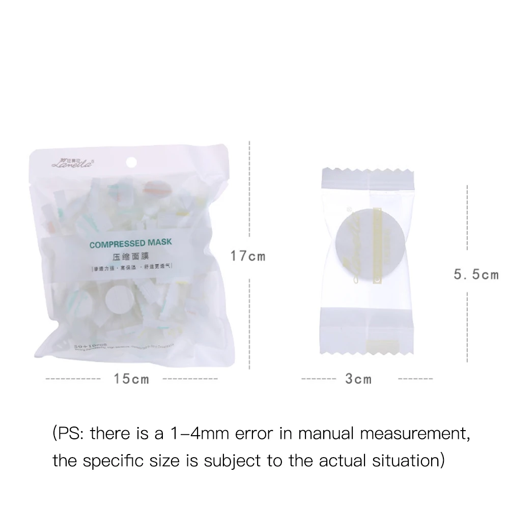 60 шт./компл. одноразовые завернутый маски Для женщин и девочек хлопок для лица сжатого тонкие маска Планшеты набор «сделай сам» для уход за кожей