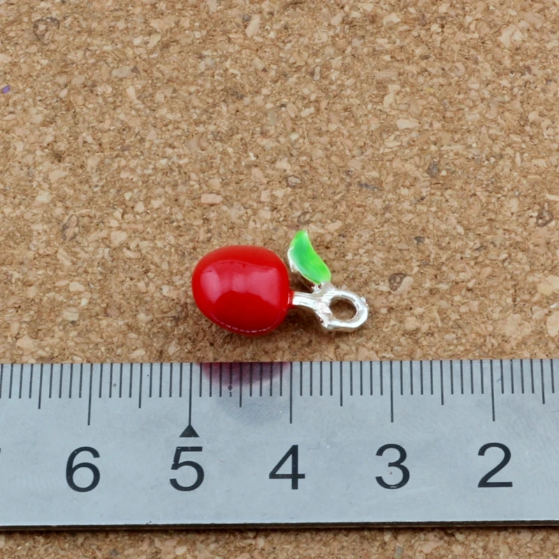 Red Enamel Apple Alloy charm Pendants 25Pcs/lot Fashion Jewelry DIY Fit Bracelets Necklace 15x 18mm A-523