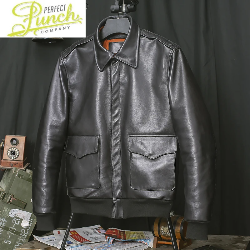 

Мужская летная куртка из натуральной воловьей кожи, в стиле ретро, LXR663