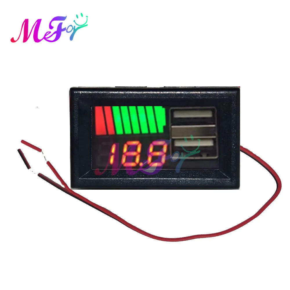 Digital Voltmeter USB Voltage Capacity Tester Li-ion Lead Acid Battery Meter Battery Capacity Indicator 5V 2.4A 12V-24V 3S-7S battery tester,voltage tester,lithium battery tester