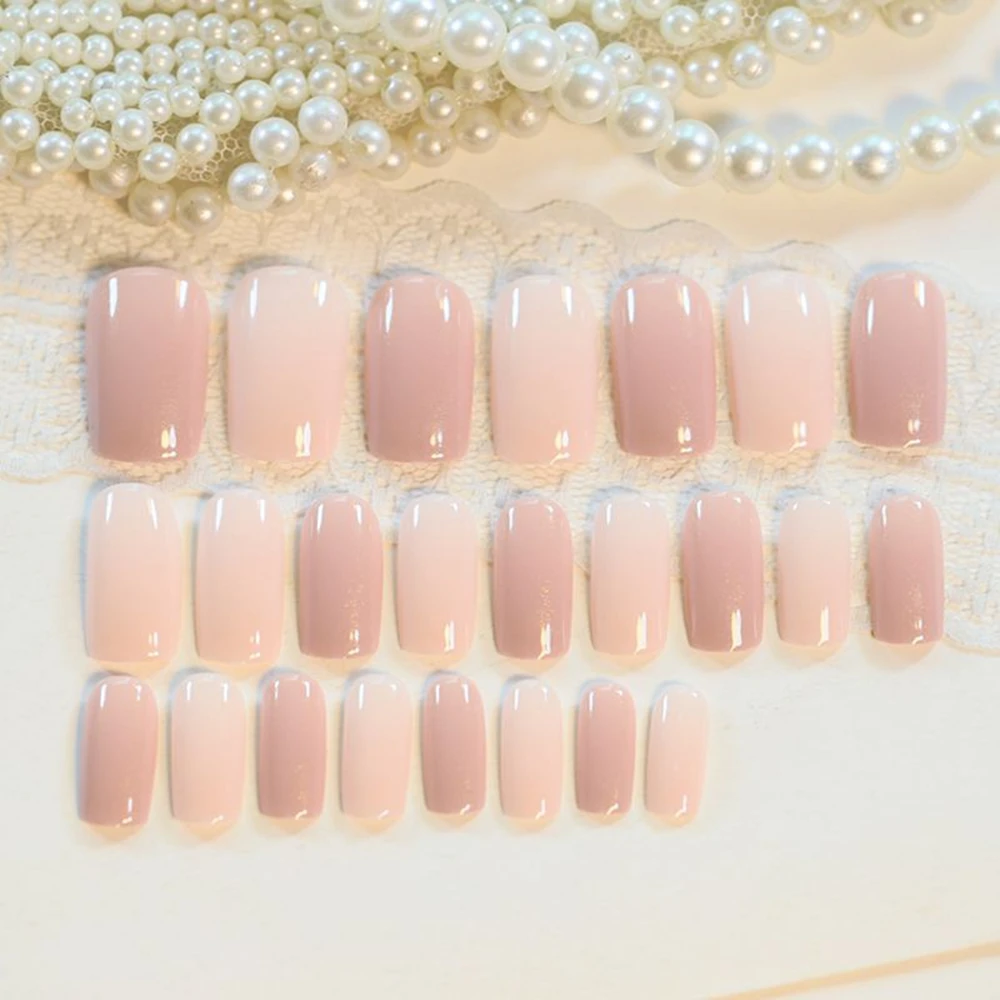

24 Pcs Nude Artificial False Nails Long Fake Nails For Finger DIY Nail Art Press On Manicure Tools 004#