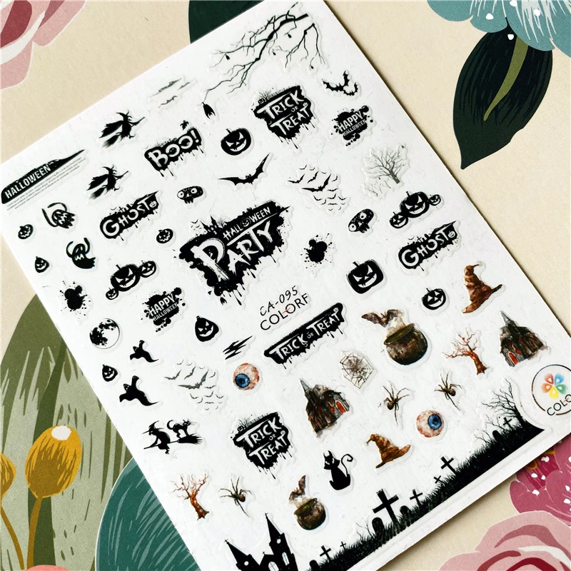 CA-091-092-338-339 Halloween Skull Pumpkin 3D Back glue Nail decal Nail sticker Nail decoration Nail art Nail tool Nail ornament - Цвет: CA-095