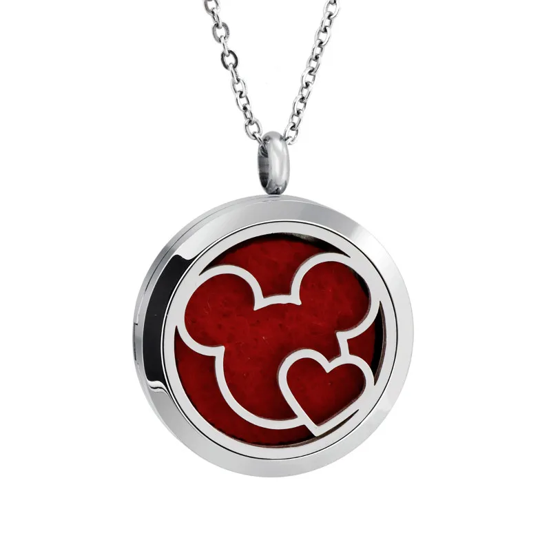 30mm Круглый Серебряный мультфильм Минни Маус 20 мм, 25 мм, 30 мм из нержавеющей стали эфирные масла Ароматерапия медальон Духи диффузор ожерелье - Окраска металла: 30mm