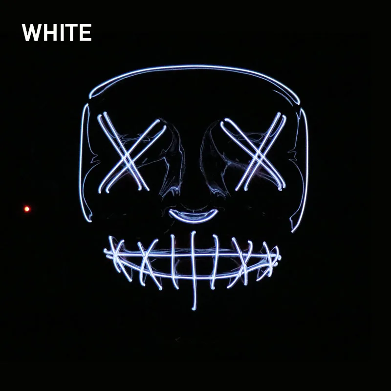 Светодиодный светильник на Хэллоуин, Вечерние Маски EL, неоновая маска для косплея, тушь для ресниц Horror Mascarillas, светящаяся в темноте DC 3 V, драйвер батареи - Цвет: White--Music Pack