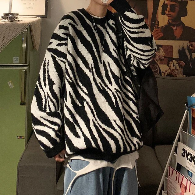 Biggorange Autumn and winter new sweater men oversized casual sweater  Korean style fashion zebra pattern sweater pullover top - AliExpress