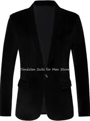 1Pcs Multi-color Tailor-made Autumn Winter Velvet Blazer Green/Black/Red/Blue Shawl Lapel Men's Coat Dinner Party Wear Jacket