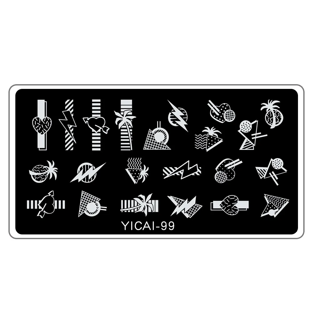 YICAI-99 1 шт 12,5*6,5 см шаблон для штемпеля с белой задней панелью мульти-изображения пластины для штамповки ногтей изображения пластины для штамповки YICAI60-106 - Color: YICAI-99