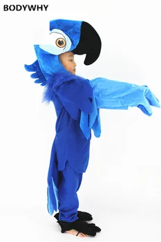

New Blue Parrot Costume Headgear Jumpsuit Outfits Hallow Lovely Dress Cosplay Party Boys Girls Kids Clothes Performance Chrismas