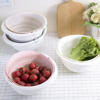 

Kitchen Fruit Storage Basket Multi-Function Double-Layer Fruit Basket Vegetable Cleaning Drain Basket