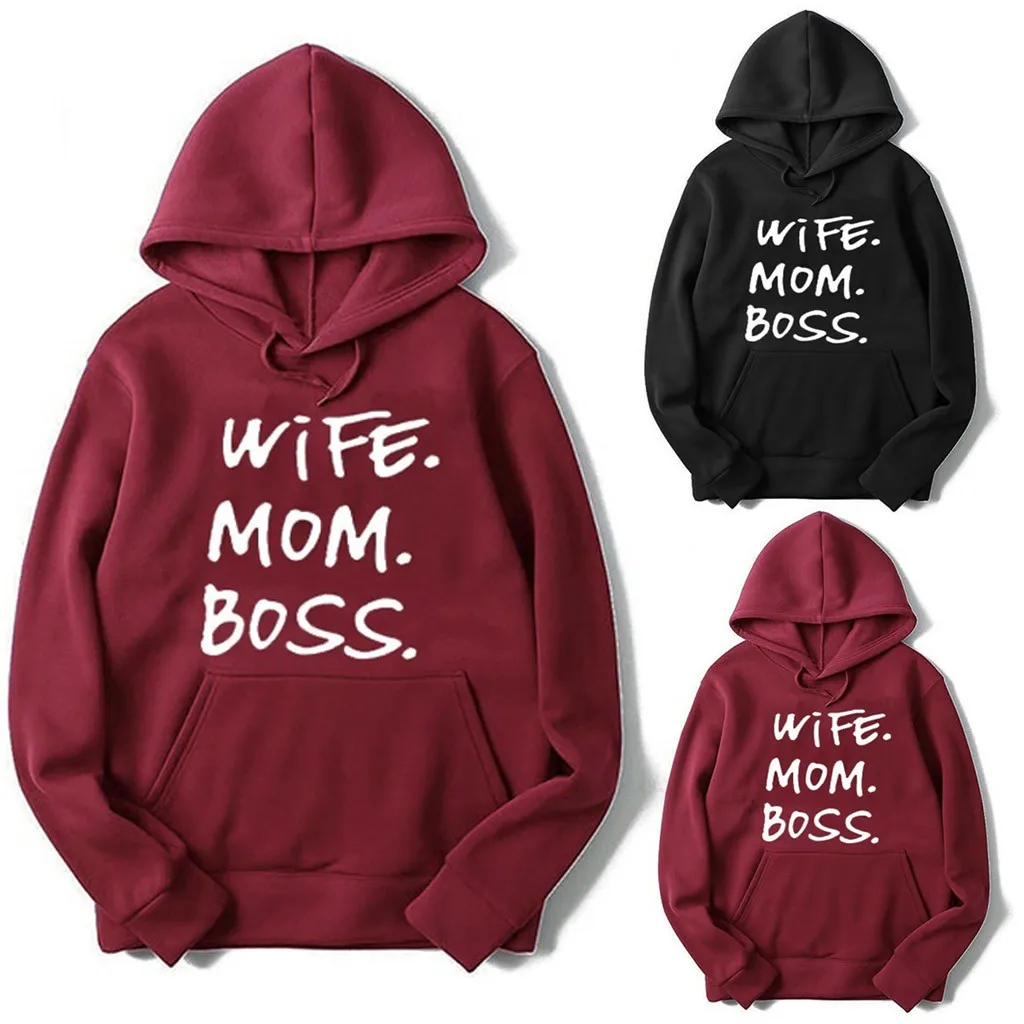 WIFE. MOM. BOSS новая толстовка с капюшоном с буквенным принтом Подсолнух, пальто с капюшоном и длинными рукавами, Прямая поставка