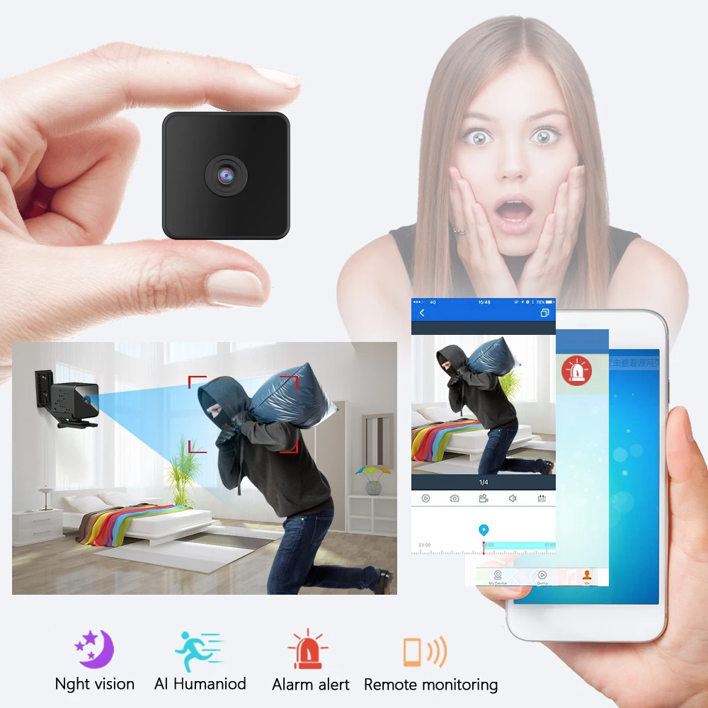 Новейшая Мини wifi камера, портативная ip-камера 1080P с питанием от батареи, беспроводная микро Спортивная камера, поддержка скрытой TF карты безопасности
