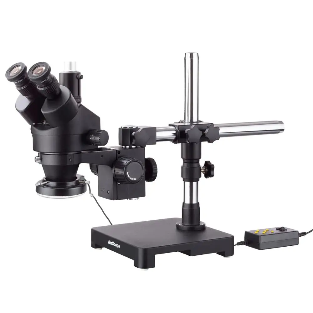 AmScope 3.5X-45X черный Тринокулярный Стерео зум микроскоп на одна рукоятка стрелы Стенд+ 144 направление регулируемый светодиодный кольцевой свет