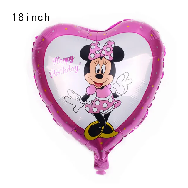 1pc balloon Бумажные тарелки и Соломки с изображением Минни Маус, украшения для торта на день рождения, праздничные украшения для девочек, вечерние принадлежности для душа, свадебные приглашения - Цвет: 1pc balloon