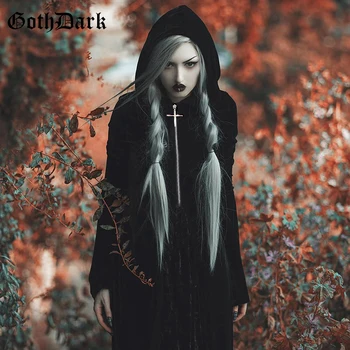 

Goth Dark Grunge Punk Gothic Cape Ponchos Harajuku Vintage Longsleeve Aesthetic Coat Flare Longsleeve Hooded Zipper Splice