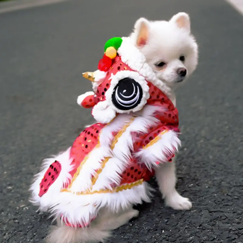 

Одежда для собак, новогодний костюм для китайского льва, танцевальный костюм, пальто, зимний костюм для щенка, костюм для маленьких собак на весну, фестиваль, костюм Тан для чихуахуа