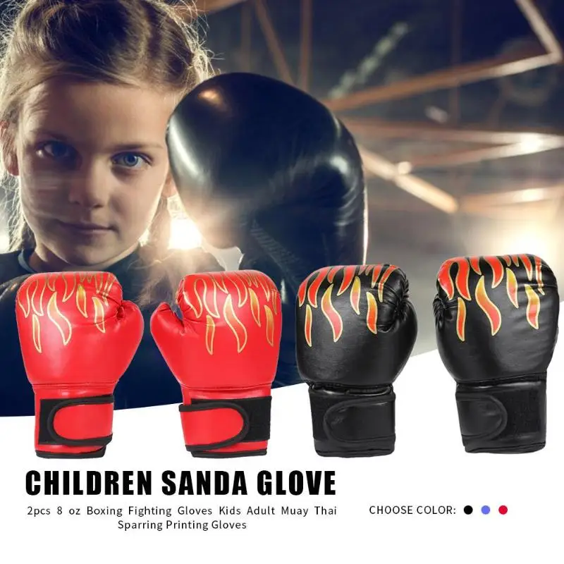 Professional Children Kids Flame Mesh Cuff Sanda Boxing Training Gloves For Baby