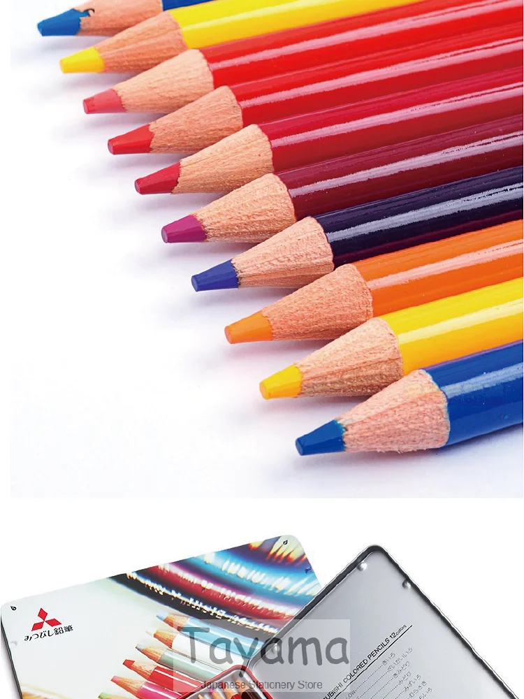 Crayon de couleur,Ensemble de crayons de couleur japonais mitubush uni