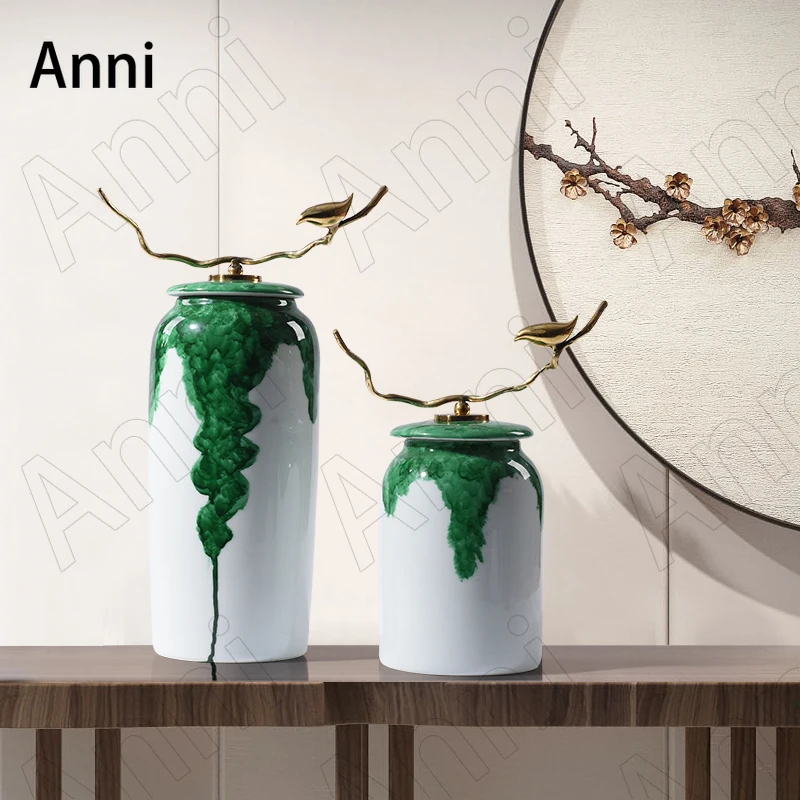 

Креативные Позолоченные банки для хранения с крышкой, китайская винтажная декоративная керамическая ваза с животными, украшение для дома, гостиной