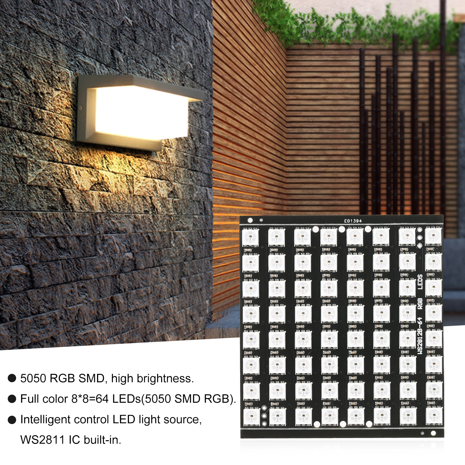 Умная светодиодная макетная плата WS2812B 64 8*8 пикселей RGB полноцветный флеш