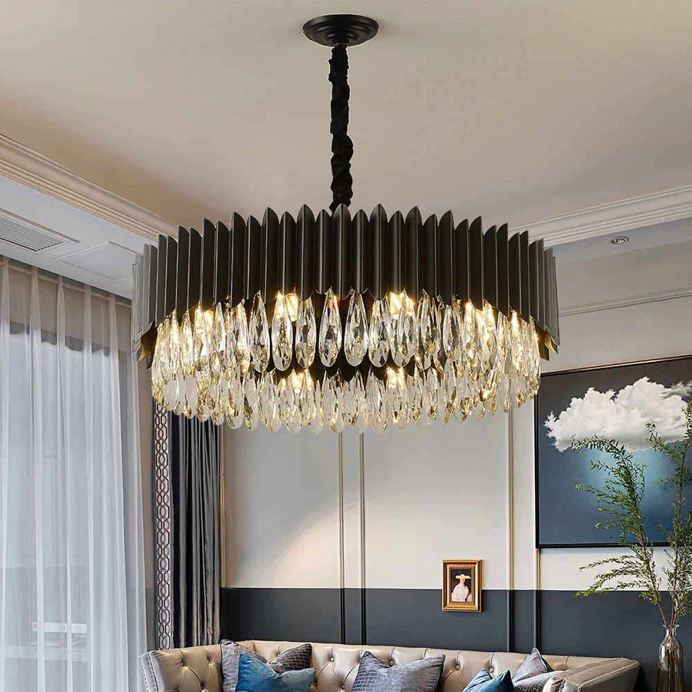 Flad Inspicere stempel Black Crystal Chandelier Lighting | Modern Black Chandelier Lighting -  Modern Black - Aliexpress