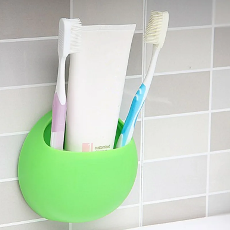 Кухонные аксессуары, пластиковая настенная присоска для зубной щетки, держатель для ванной, зубная паста, мыло, бритва, полка-Органайзер - Цвет: Green