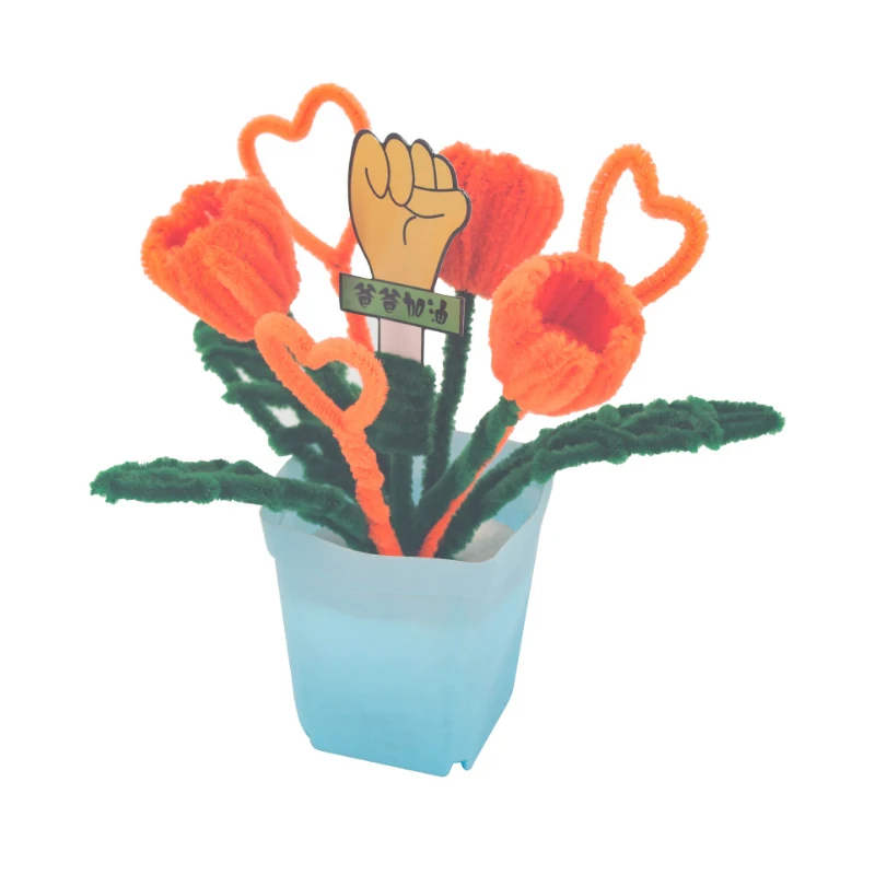 orange Saizhi DIY ручной скрученный стержень корень волос маленький цветочный горшок растение Детский сад Diy ручное креативное растение в горшке детские игрушки - Цвет: orange