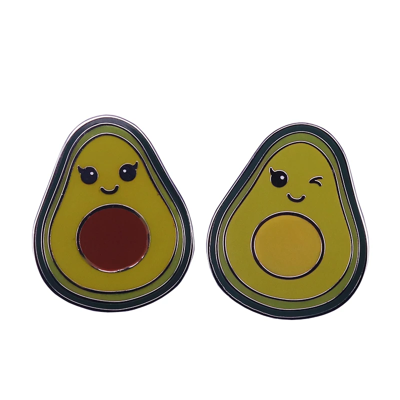 

A pair of avocado enamel pin vegan brooch foodie pins cute fruit badge art jewelry kids friends couple gift jackets backpack acc