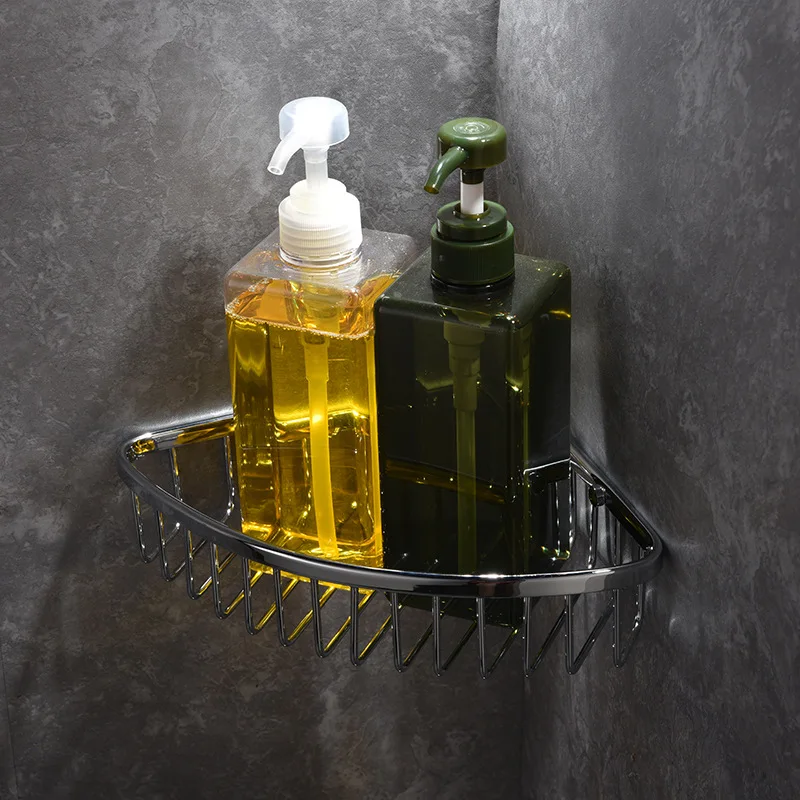 Description Picture 2 of itemAll brass Triangle Bathroom basket Chrome shower room shelf shower jell holder shampoo rack bathroom hardware accessory