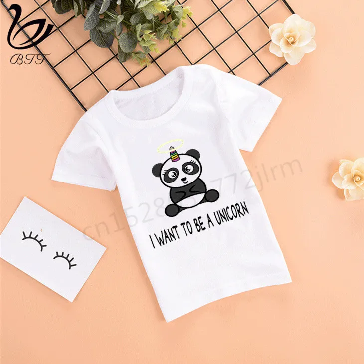 Футболка для маленьких девочек с надписью «I Am A Pandicorn» Летние повседневные футболки с короткими рукавами для мальчиков детские модные топы, летняя футболка для девочек