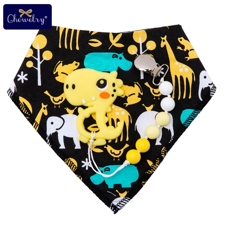 dinosaur bib 1 шт. силиконовый Прорезыватель треугольный шарф слюнявчик для младенца полотенце Новорожденные нагрудники для младенцев мальчик полосатый слюнявчик хлопок Мягкий нагрудник для ребенка продукт - Цвет: dinosaur bib