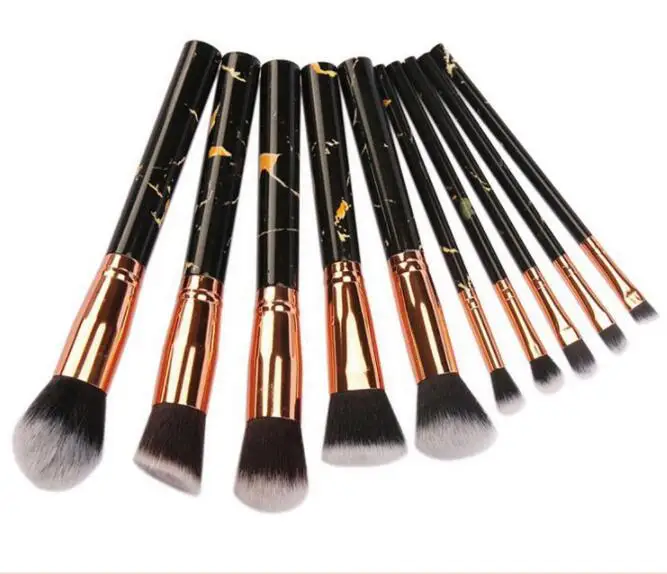 10 piezas pinceles maquillaje ceja defendiador de ojos cetillo de La fundacion pincel, maquiagem polvo Румяна профессиональный cepillo - Цвет: black