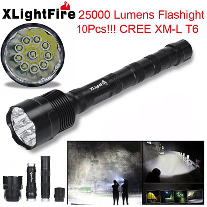 XLightFire 22000 люмен 12x CREE XML T6 5 Режим 18650 супер яркий светодиодный фонарик