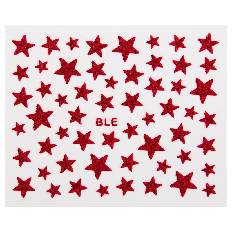 3D слайдер для ногтей, наклейки со звездами, блестящие наклейки для украшения, Переводные самоклеящиеся цветные наклейки для маникюра - Цвет: Red