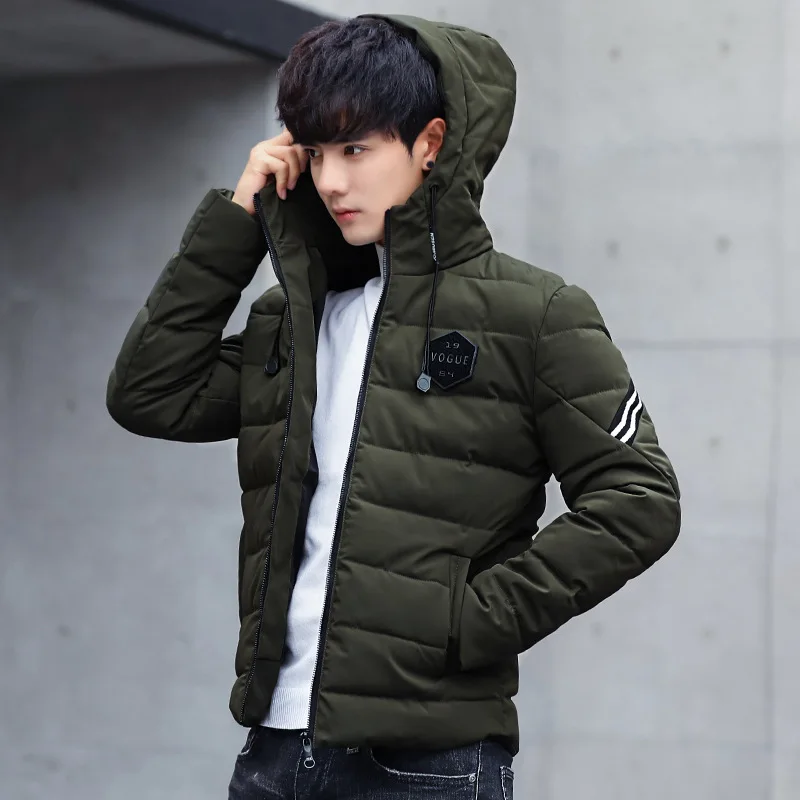 Winter Short Cotton-padded Clothes Men's Thick Youth Handsome Hooded Coat nan mian ao Sub-Slim Fit Students Casual Cotton-padded