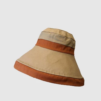 

Hat female wild Japanese big eaves color matching fisherman hat summer outdoor shade sun hat literary basin hat